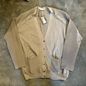 ALEXANDER WANG GRAY SHEER & RIBBED CARDIGAN